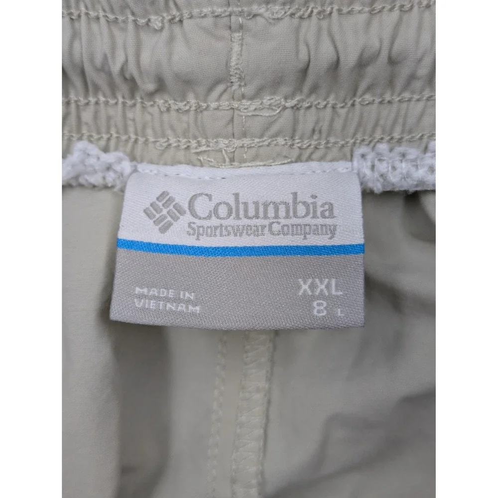 Columbia PFG Shorts Mens 2XL Beige Elastic Waist 7 Inseam Fishing Casual